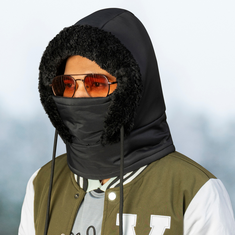 Winter Hood Cap Black colour