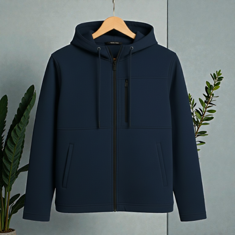 Navy Blue Luxuries Men's Zipper Hoodie