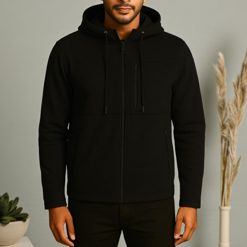 Black - Men's Arms Full Zip Hooded Jacket