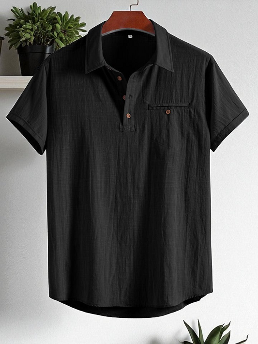 Black Premium Cotton Spread Collar Katua Shirt