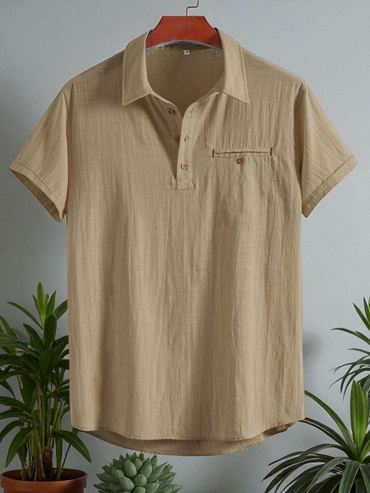 Cream Premium Cotton Spread Collar Katua Shirt
