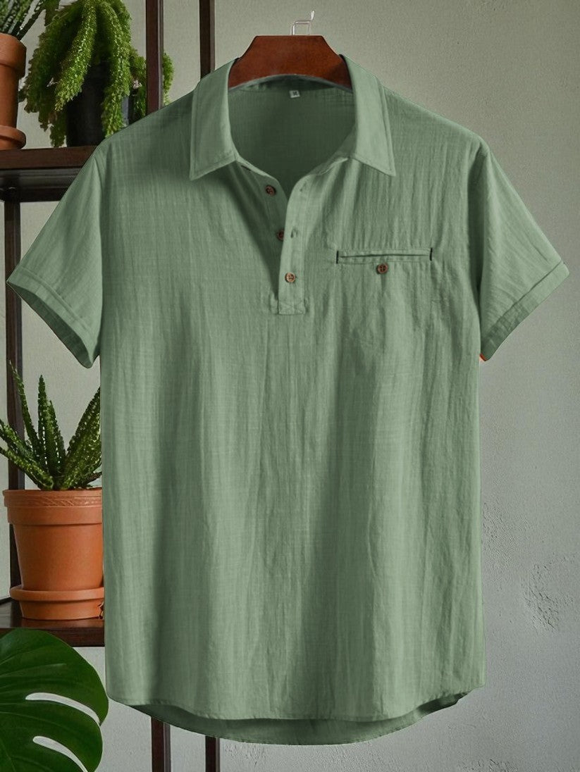 See Green Premium Cotton Spread Collar Katua Shirt